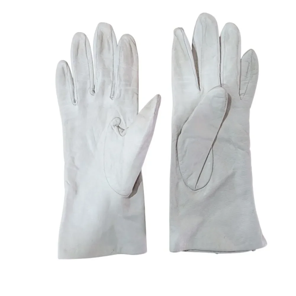 Vintage‎ Fownes Genuine Leather Gloves Cream White Women’s Size 7 Antron Lined